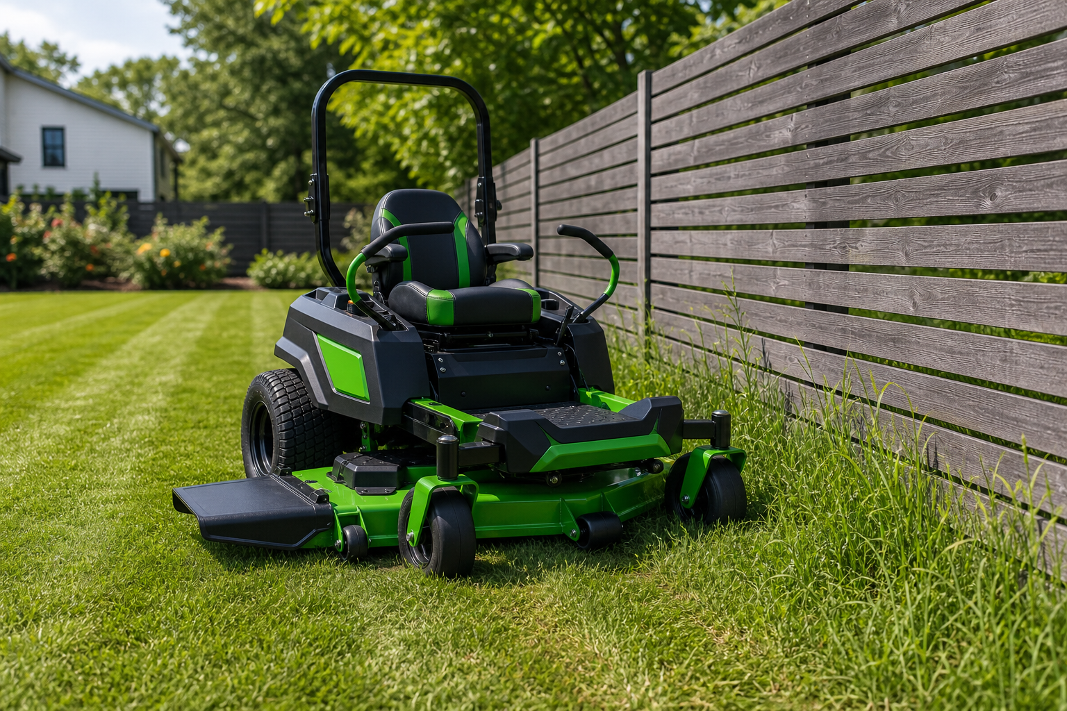 EGO POWER+ Z6 52-Inch Battery Zero-Turn Mower fence line cutting demonstration