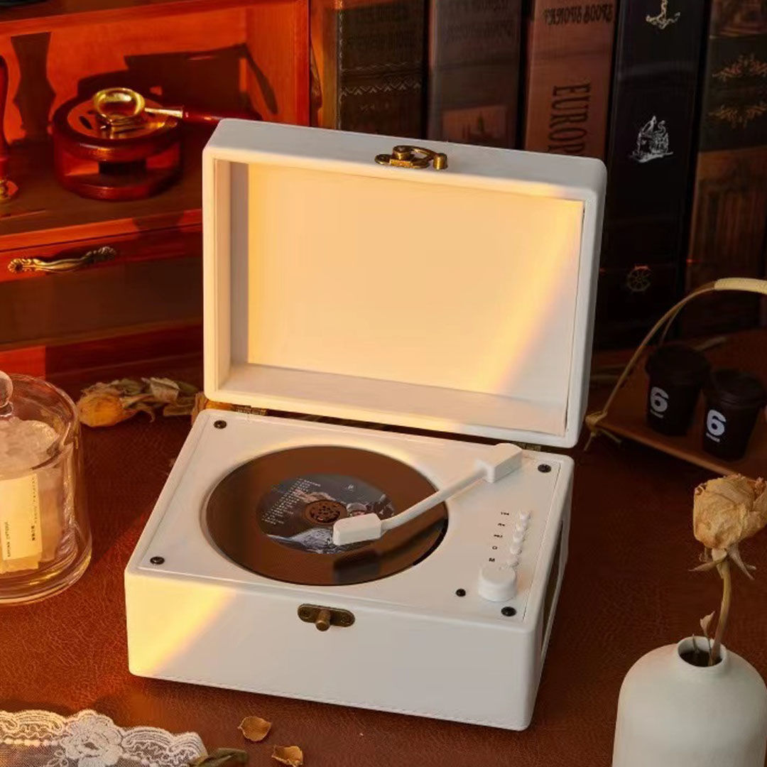 Auryvox Hi-Fi CD Player: Dual Speakers, Precision Laser, Vintage Leather & Wood