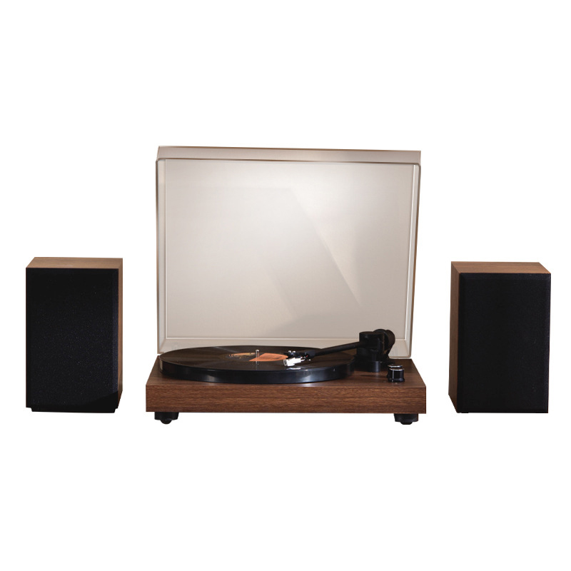 Auryvox VX100 Retro Wood Grain Turntable with Audio-Technica Stylus, All-in-One Moving Magnet Vinyl Record Player