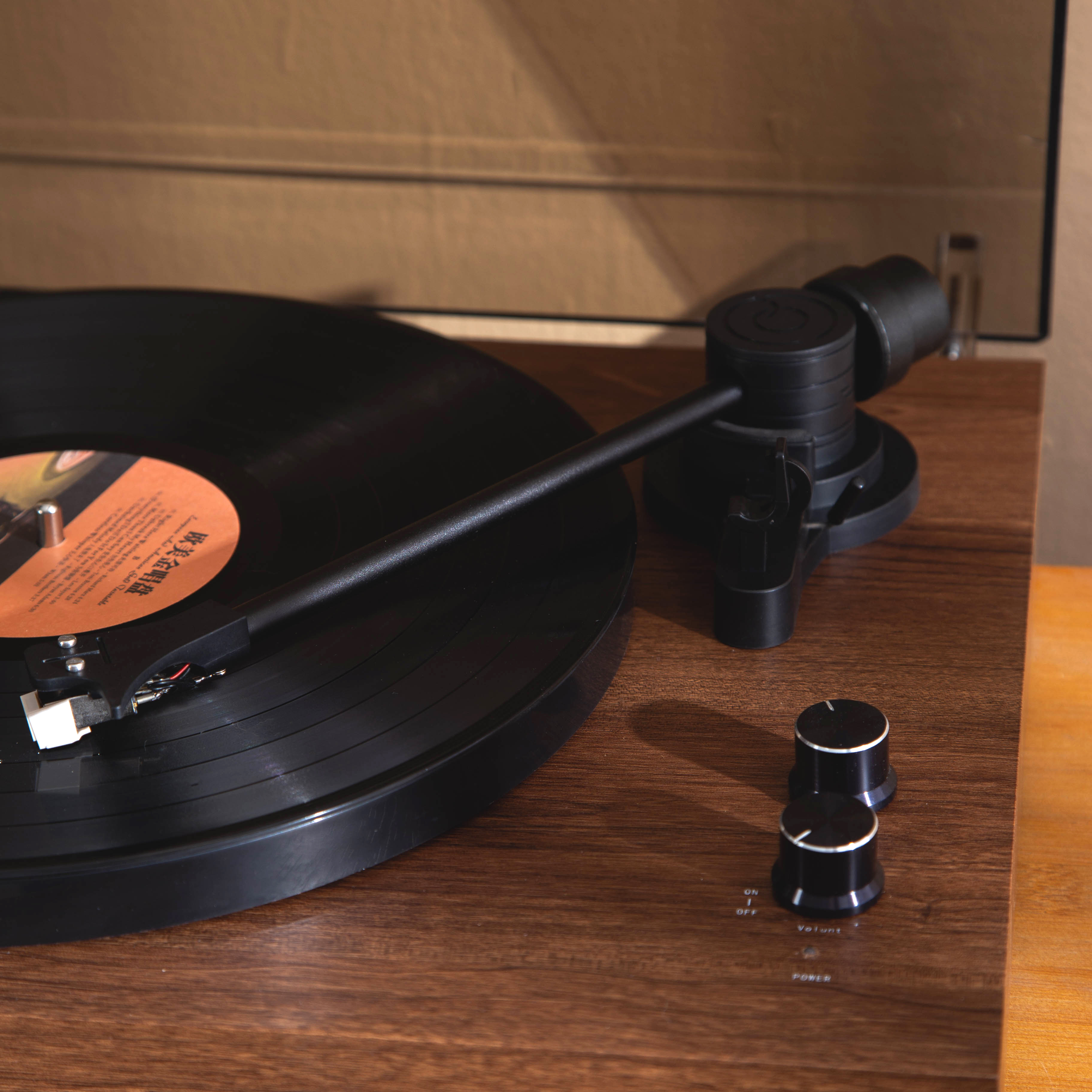 Auryvox VX100 Retro Wood Grain Turntable with Audio-Technica Stylus, All-in-One Moving Magnet Vinyl Record Player