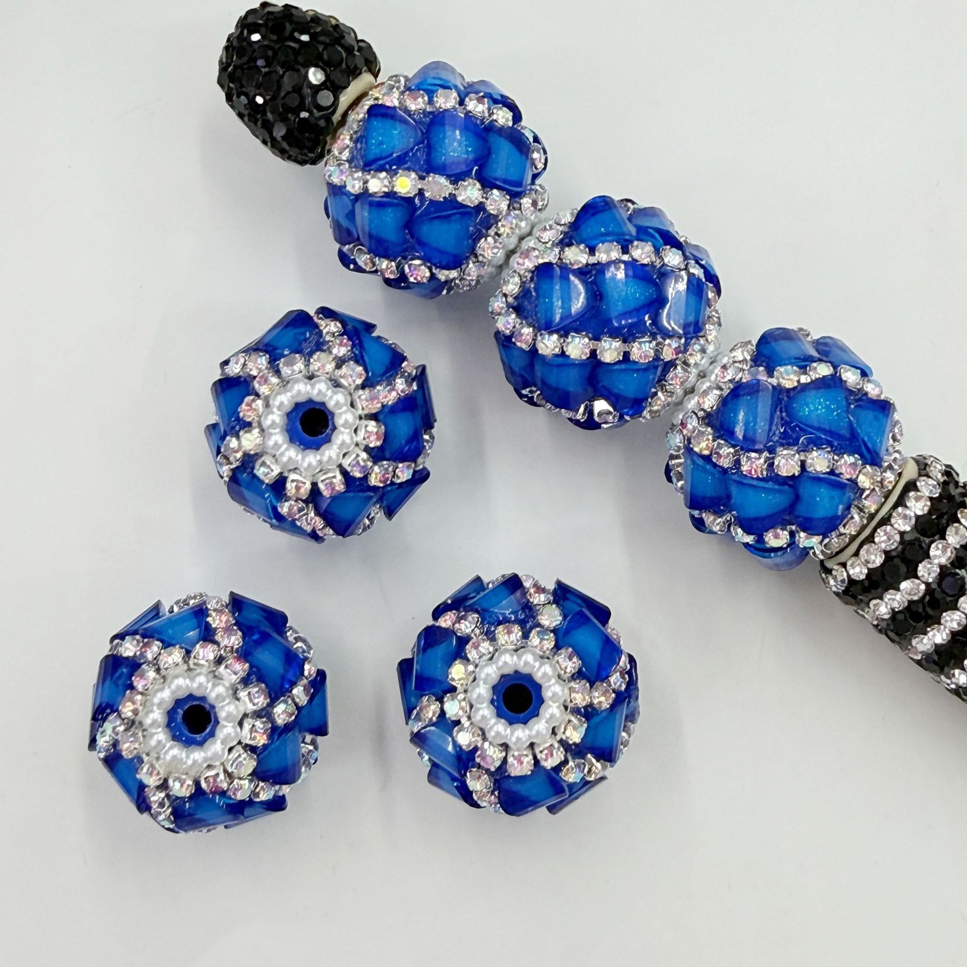 Faceted Rhinestone Ball Spacer Beads, Crystal Diamond Cut Craft Beads for DIY Pen Making & Jewelry Accessories
