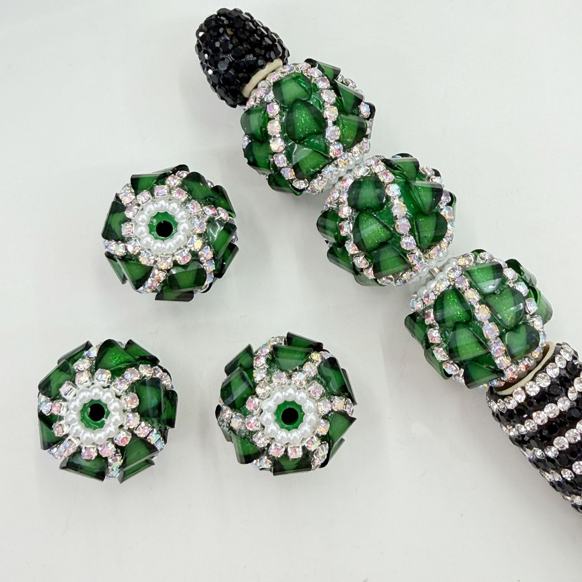 Faceted Rhinestone Ball Spacer Beads, Crystal Diamond Cut Craft Beads for DIY Pen Making & Jewelry Accessories
