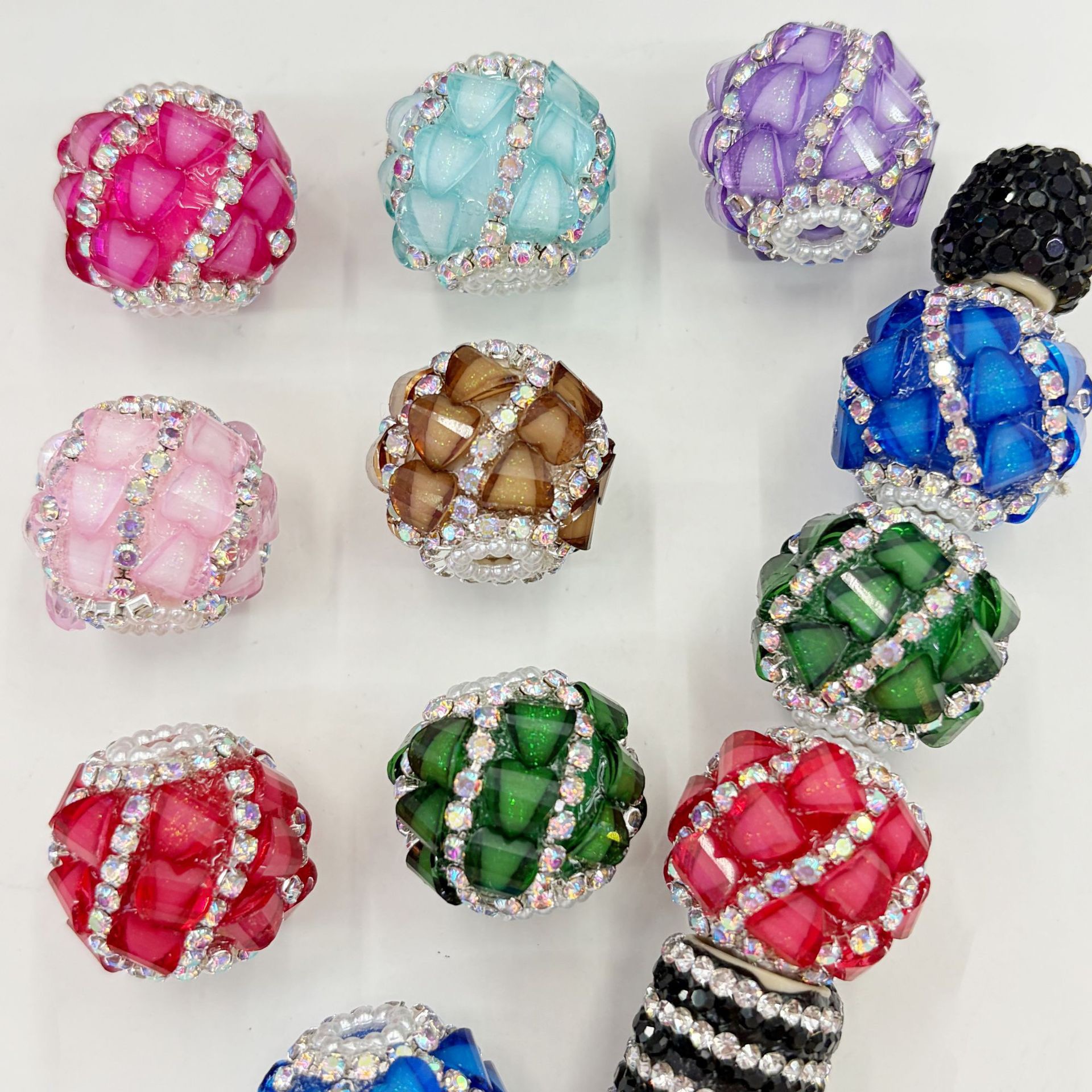 Faceted Rhinestone Ball Spacer Beads, Crystal Diamond Cut Craft Beads for DIY Pen Making & Jewelry Accessories
