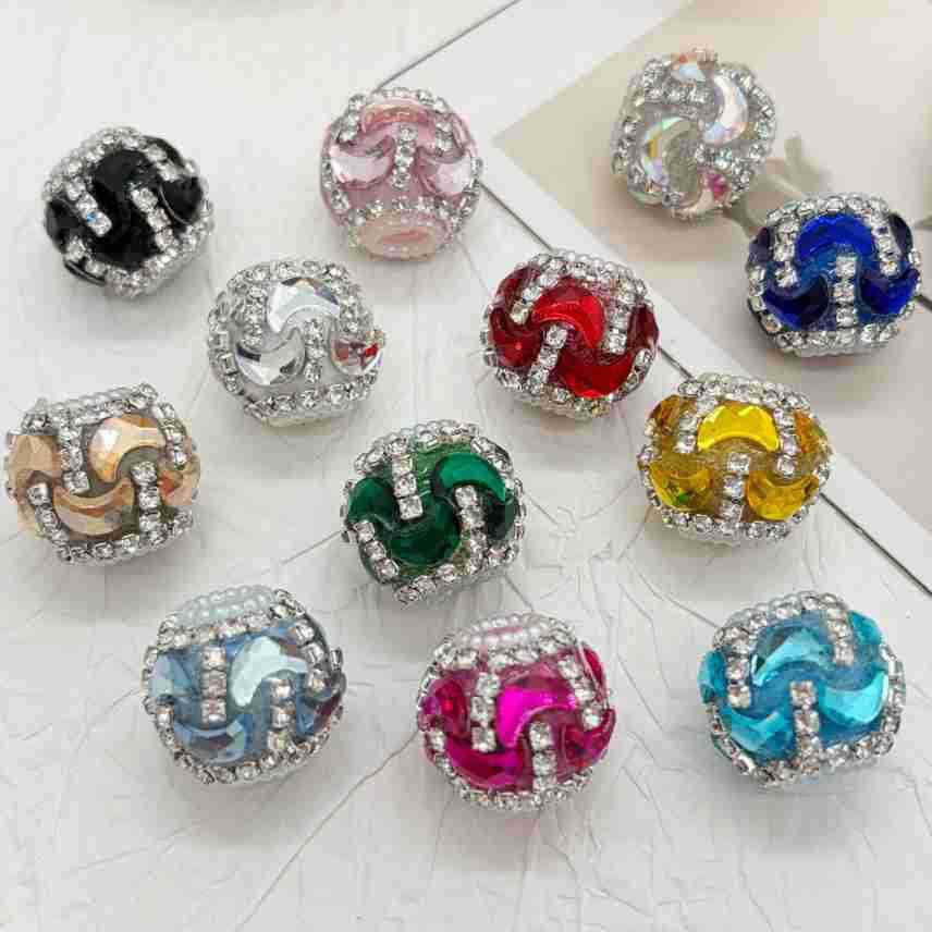 Gold Wave Rhinestone Spacer Beads, Luxury Bling Craft Beads for DIY Pen Making & Jewelry Accessories
