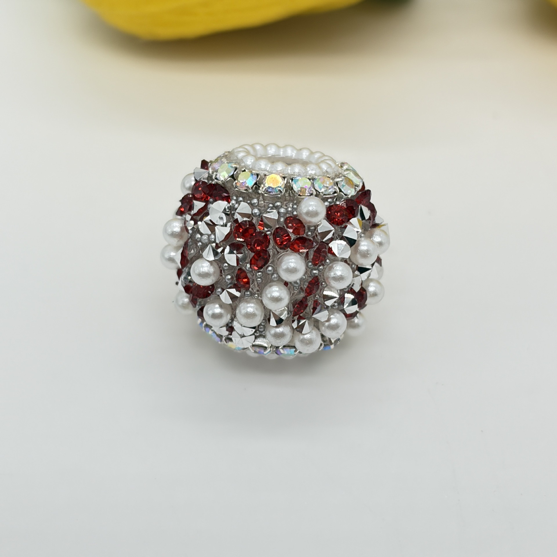 Red Rhinestone Pearl Spacer Bead, Luxury Bling Craft Bead for DIY Pen Making & Jewelry Accessories
