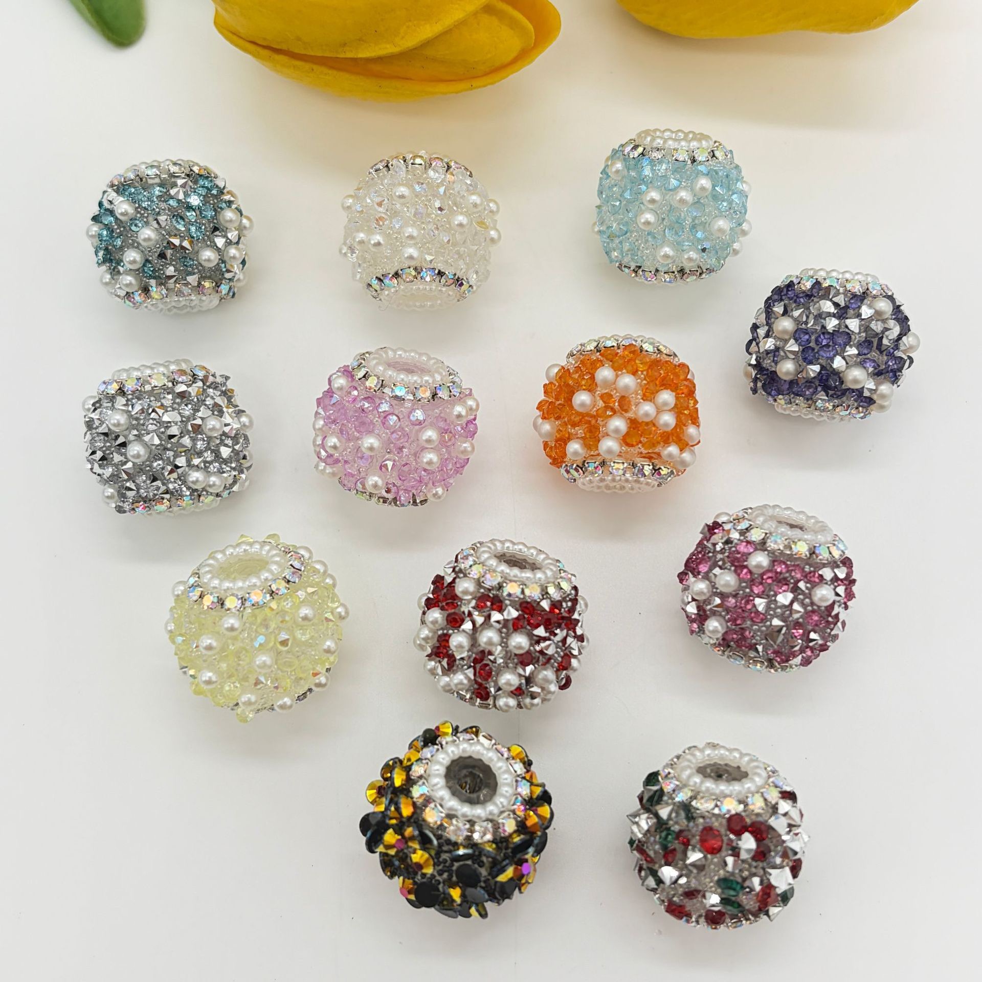 Red Rhinestone Pearl Spacer Bead, Luxury Bling Craft Bead for DIY Pen Making & Jewelry Accessories

