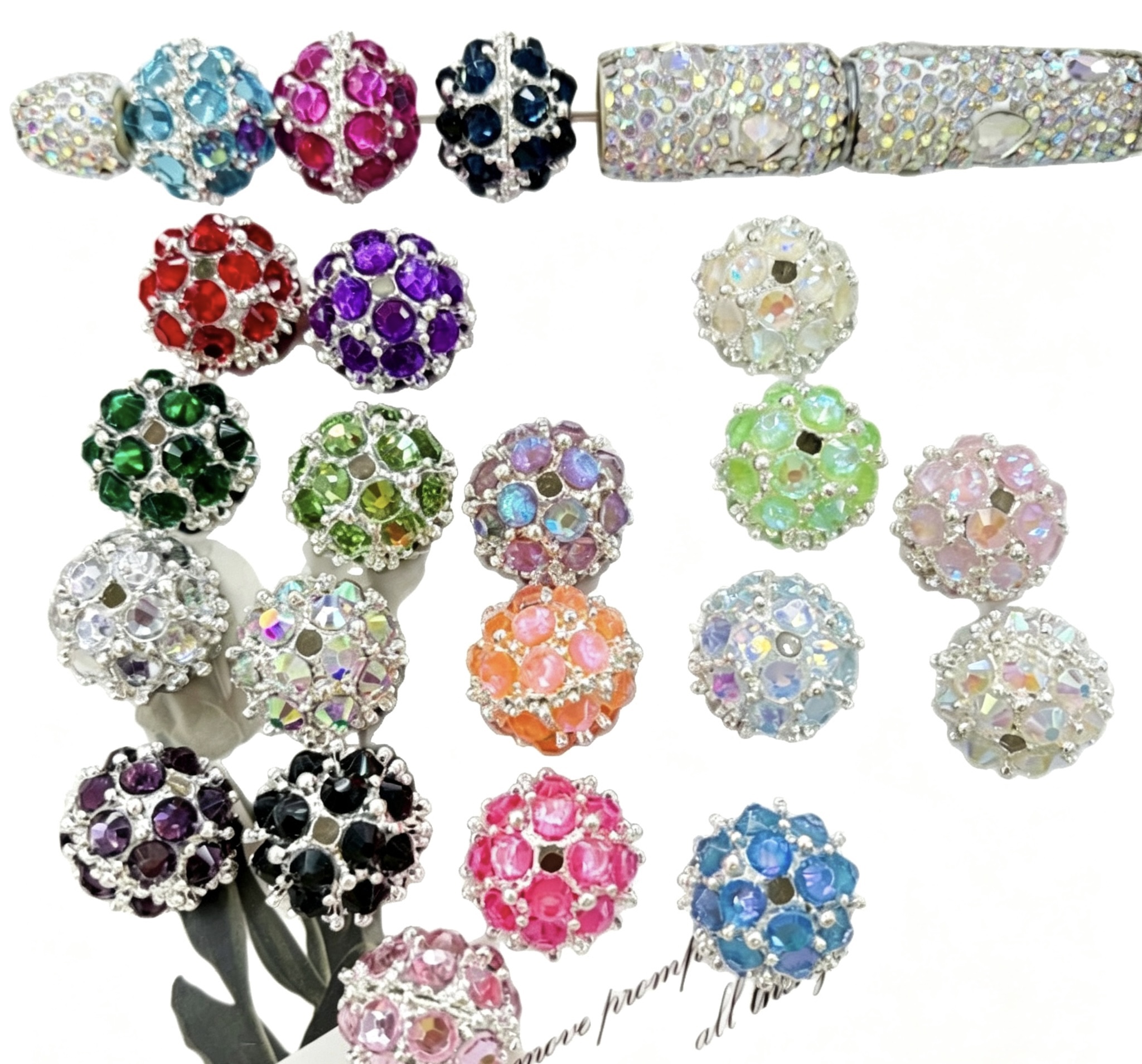Rhinestone Round Spacer Beads, Bling Crystal Craft Beads for DIY Pen Making & Jewelry Accessories
