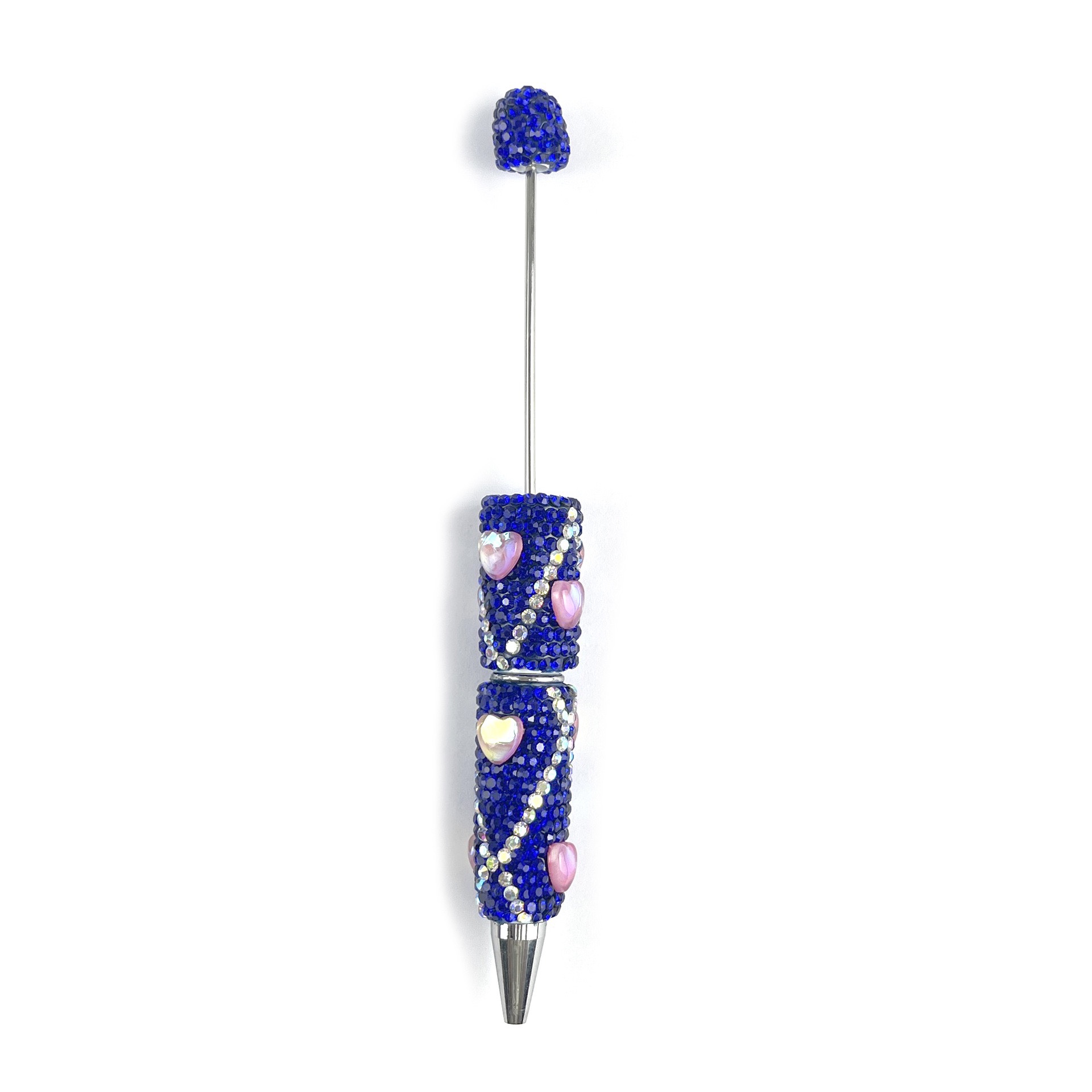 Bling Rhinestone Heart Beaded Pen, Custom Sparkle Ballpoint Pen, Kawaii Stationery Gift for Girls
