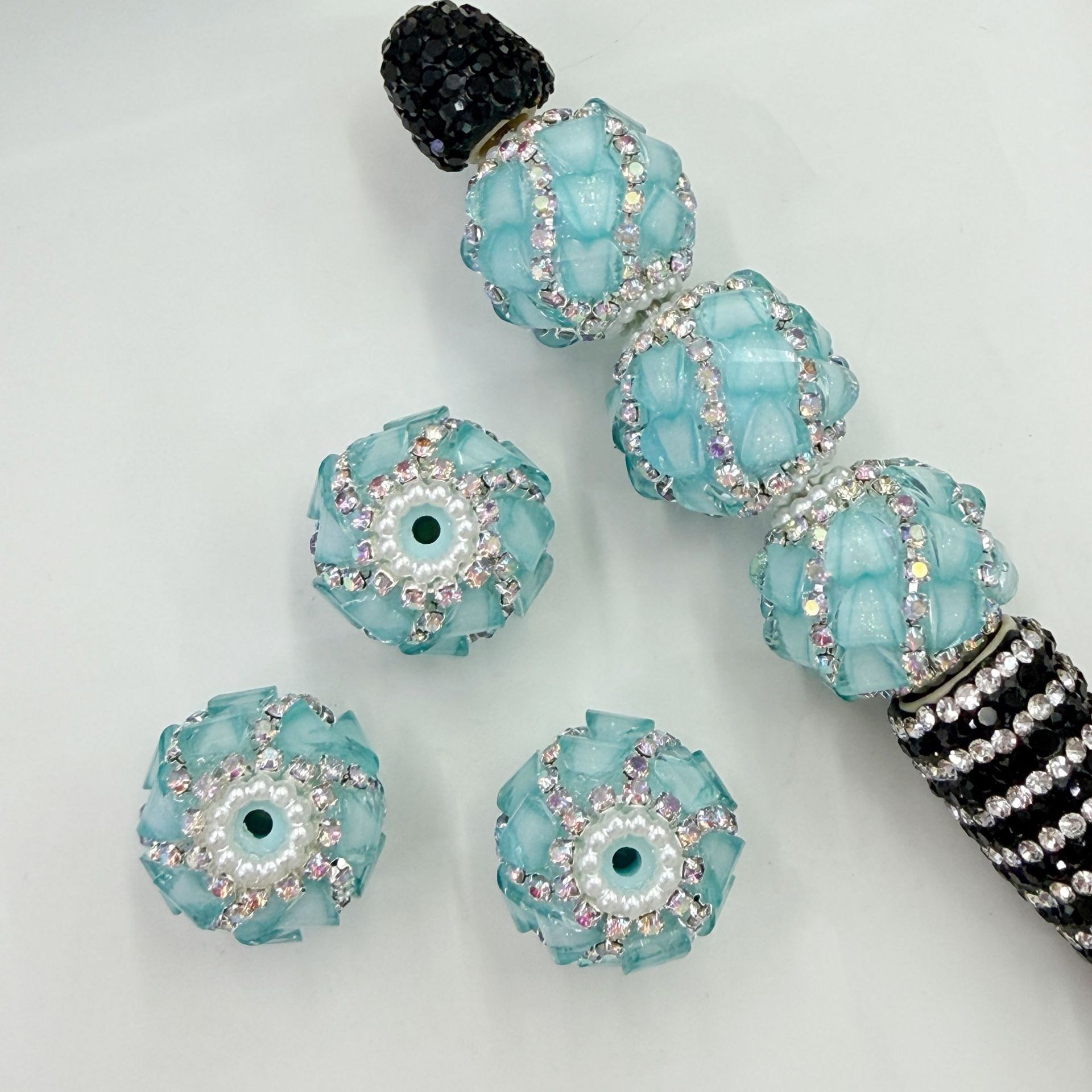 Faceted Rhinestone Ball Spacer Beads, Crystal Diamond Cut Craft Beads for DIY Pen Making & Jewelry Accessories
