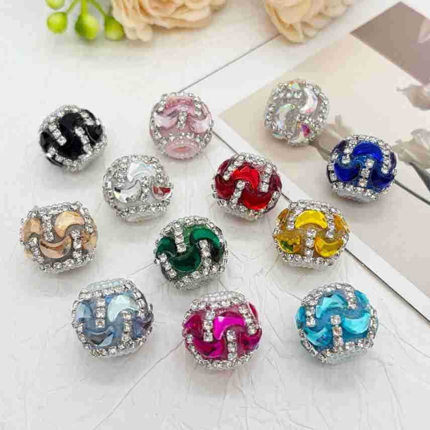 Gold Wave Rhinestone Spacer Beads, Luxury Bling Craft Beads for DIY Pen Making & Jewelry Accessories

