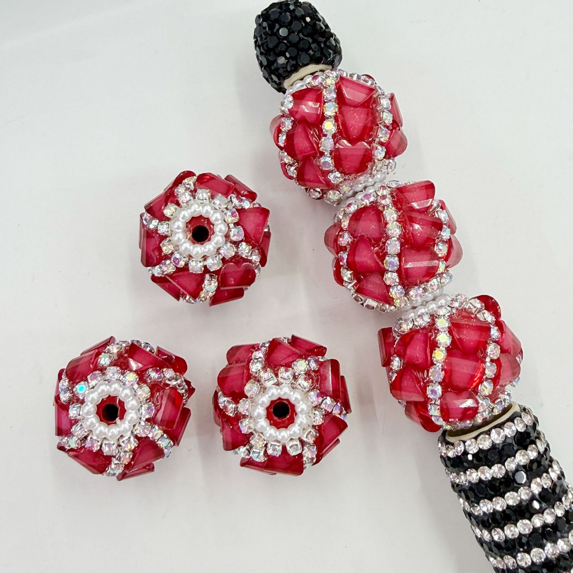 Faceted Rhinestone Ball Spacer Beads, Crystal Diamond Cut Craft Beads for DIY Pen Making & Jewelry Accessories
