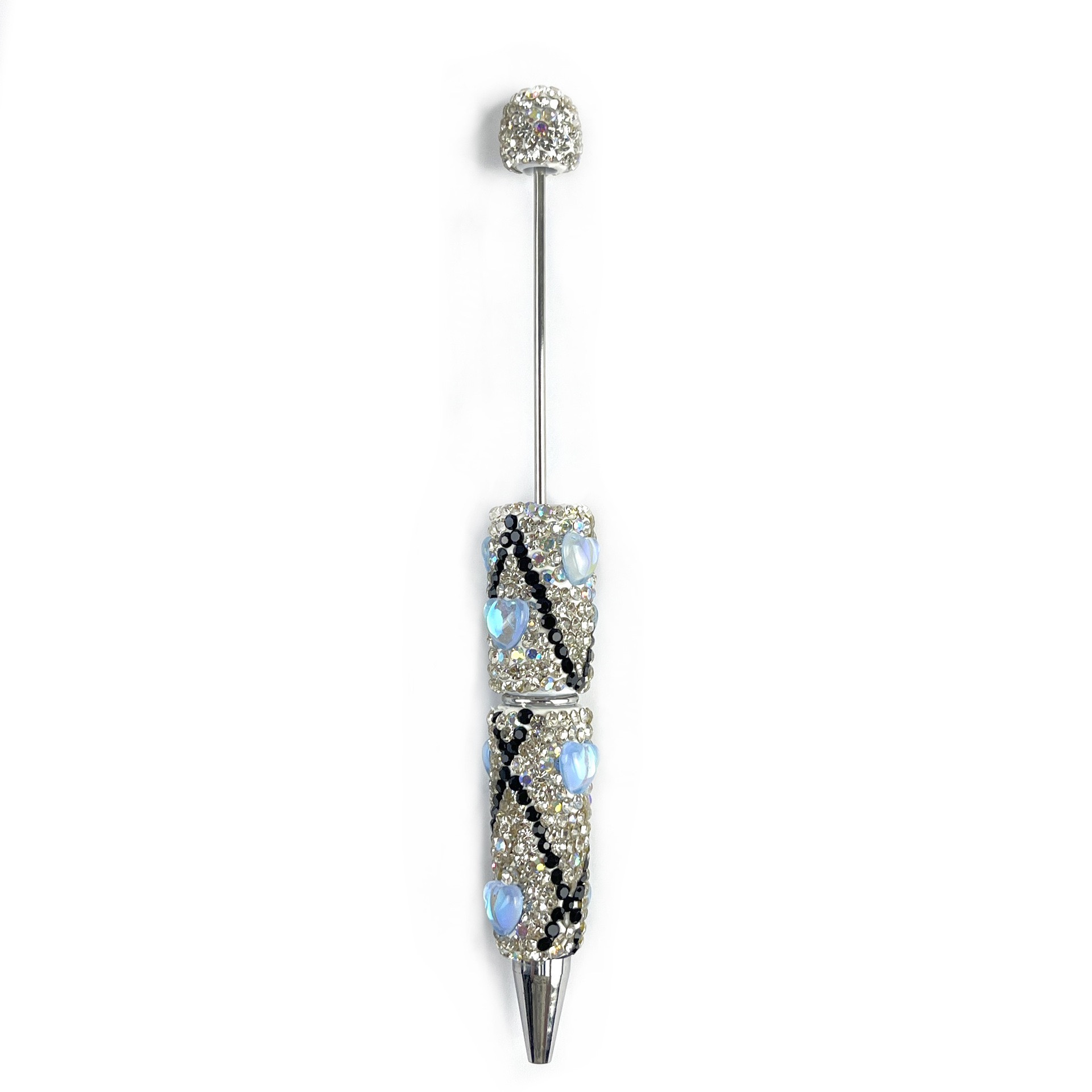 Bling Rhinestone Heart Beaded Pen, Custom Sparkle Ballpoint Pen, Kawaii Stationery Gift for Girls
