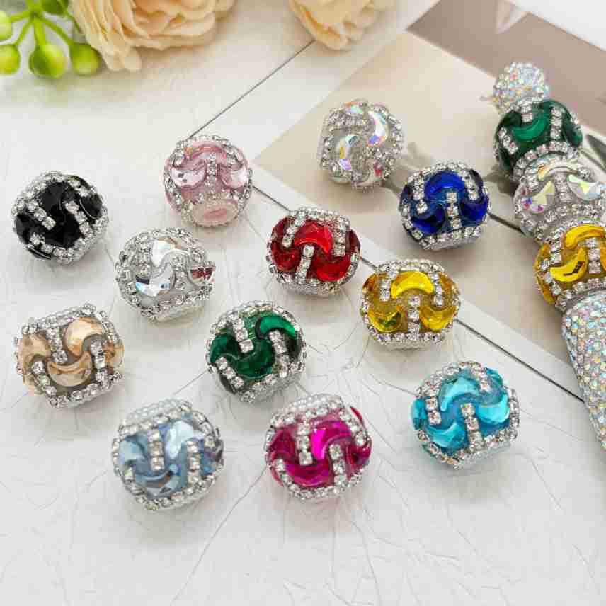 Gold Wave Rhinestone Spacer Beads, Luxury Bling Craft Beads for DIY Pen Making & Jewelry Accessories
