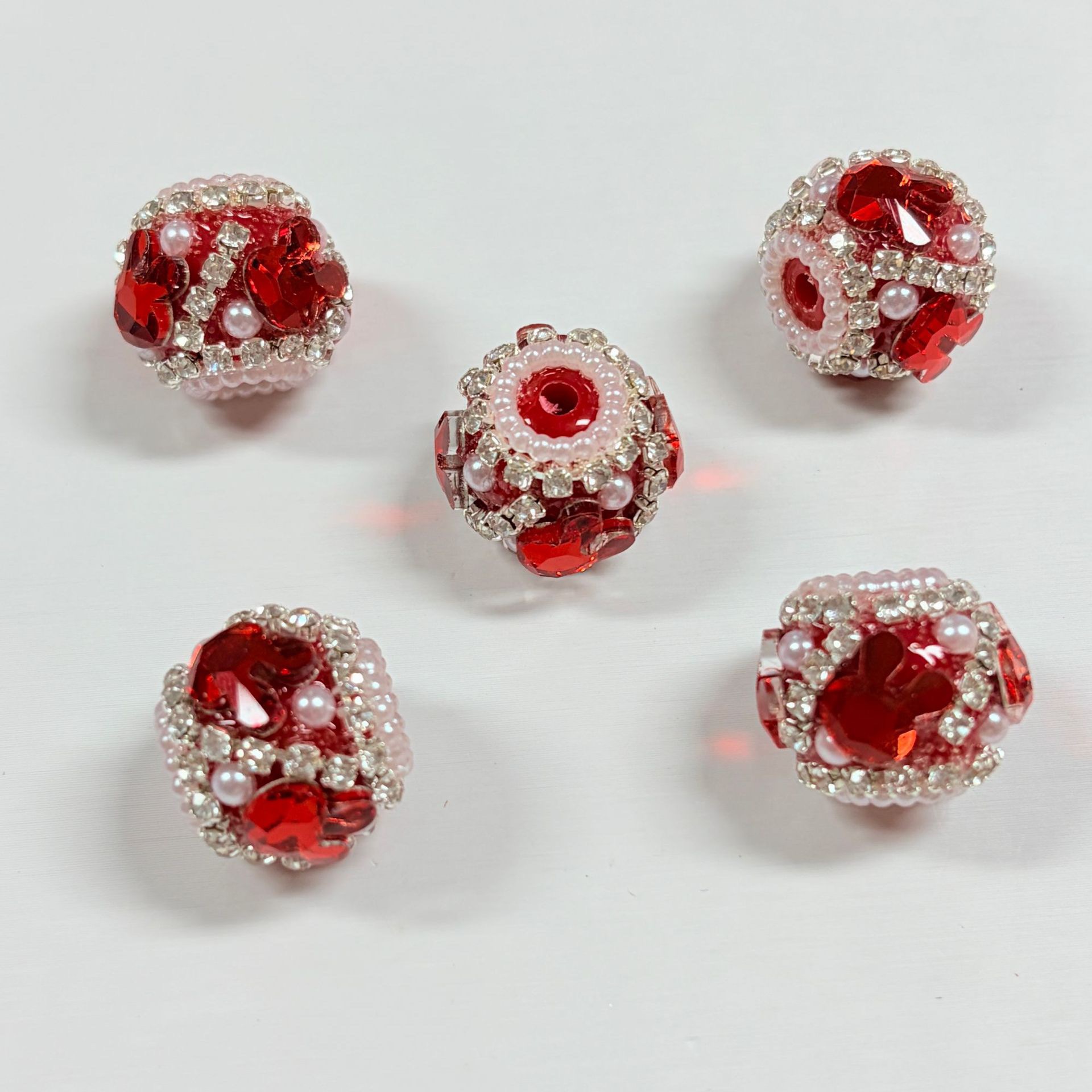 Green Mickey Head Rhinestone Spacer Beads, Cartoon Pearl Craft Beads for DIY Pen Making & Jewelry Accessories