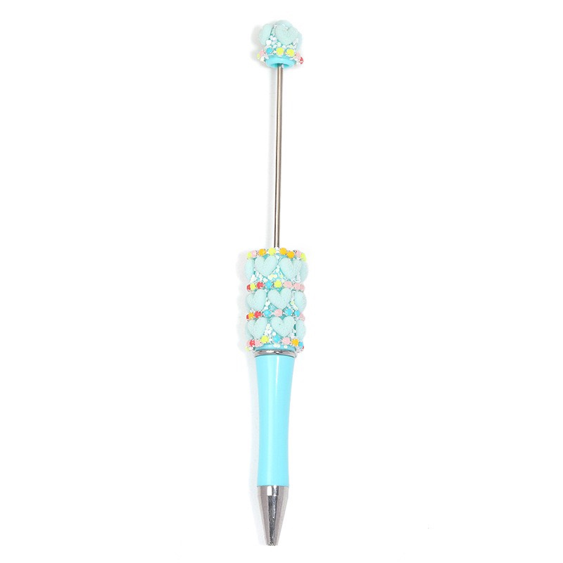 Handmade Red Heart Beaded Ballpoint Pen, Cute Bling Decorative Kawaii Stationery Pen for Girls