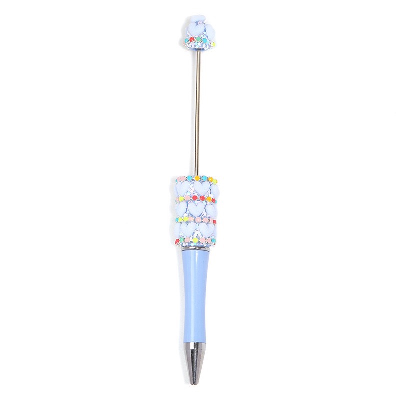 Handmade Red Heart Beaded Ballpoint Pen, Cute Bling Decorative Kawaii Stationery Pen for Girls