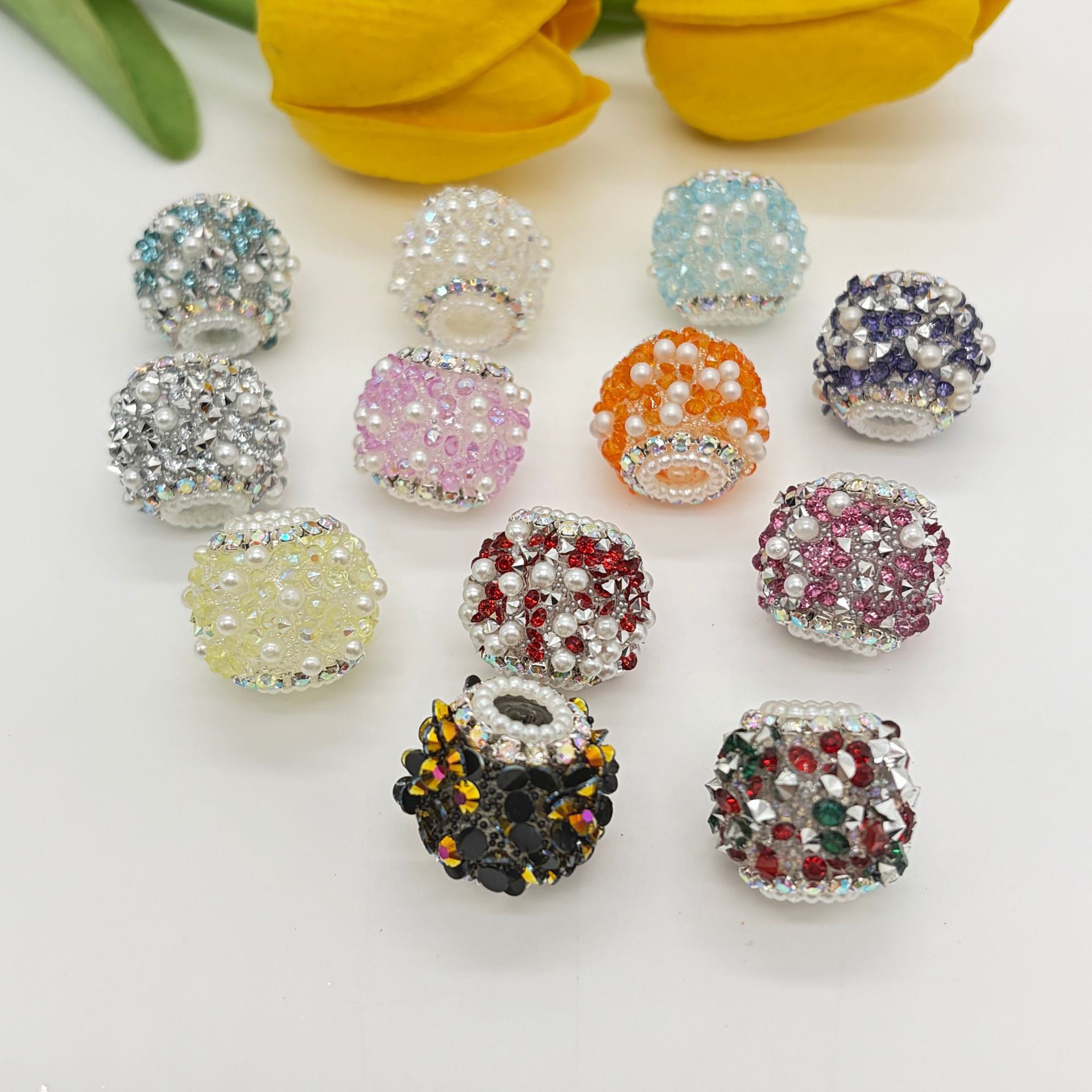 Red Rhinestone Pearl Spacer Bead, Luxury Bling Craft Bead for DIY Pen Making & Jewelry Accessories
