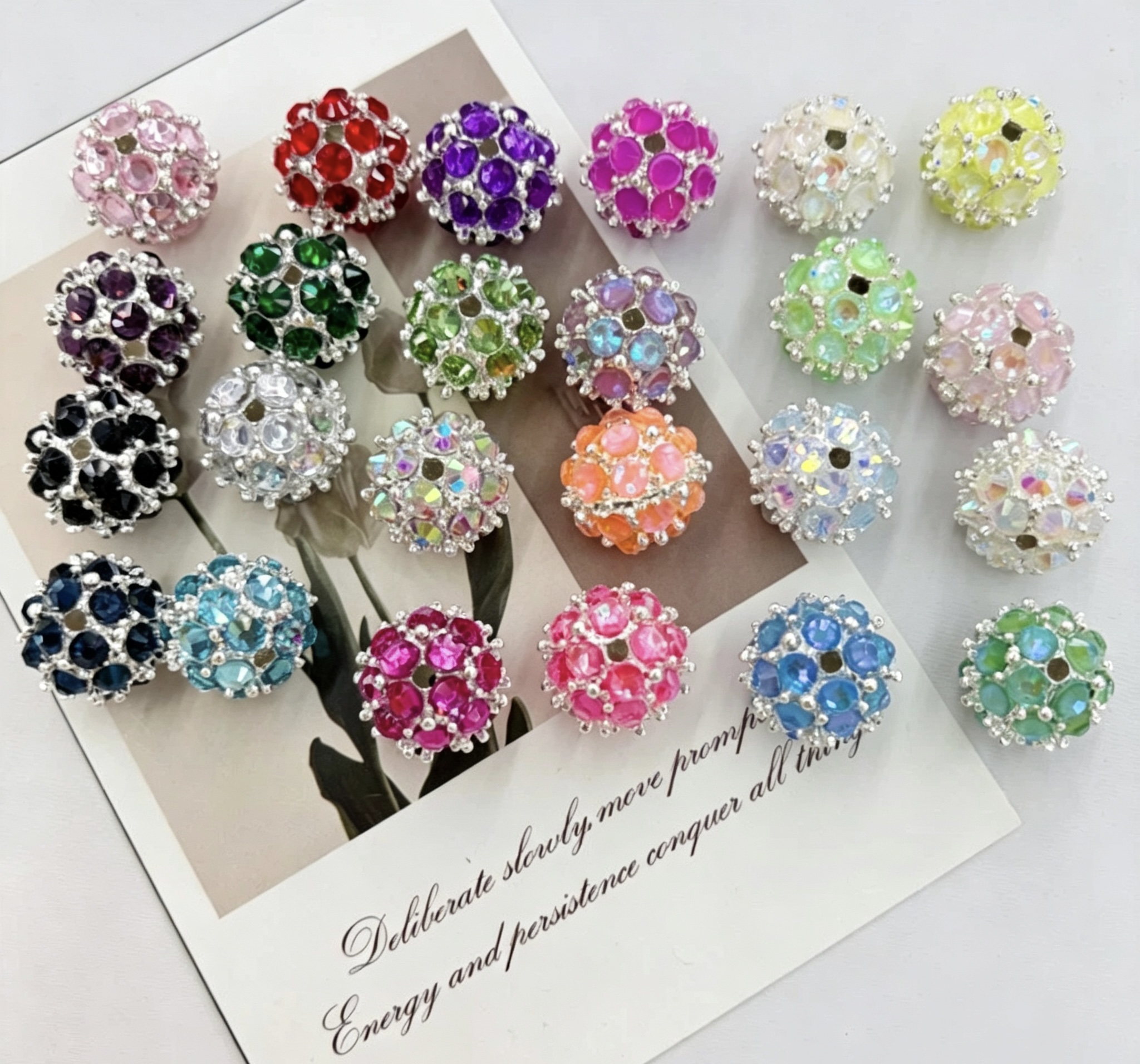Rhinestone Round Spacer Beads, Bling Crystal Craft Beads for DIY Pen Making & Jewelry Accessories
