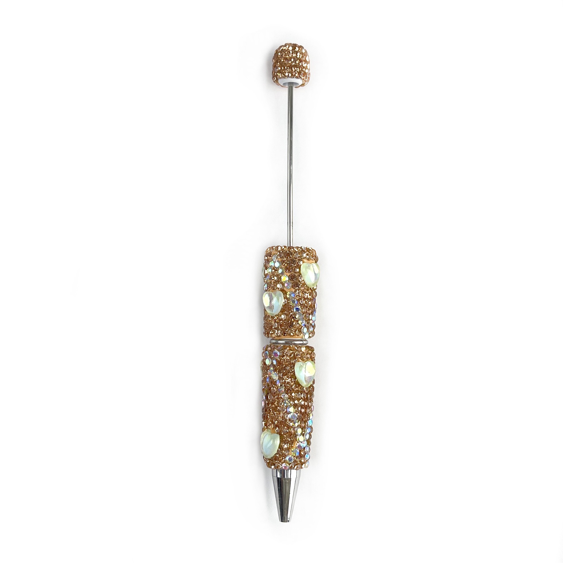 Bling Rhinestone Heart Beaded Pen, Custom Sparkle Ballpoint Pen, Kawaii Stationery Gift for Girls
