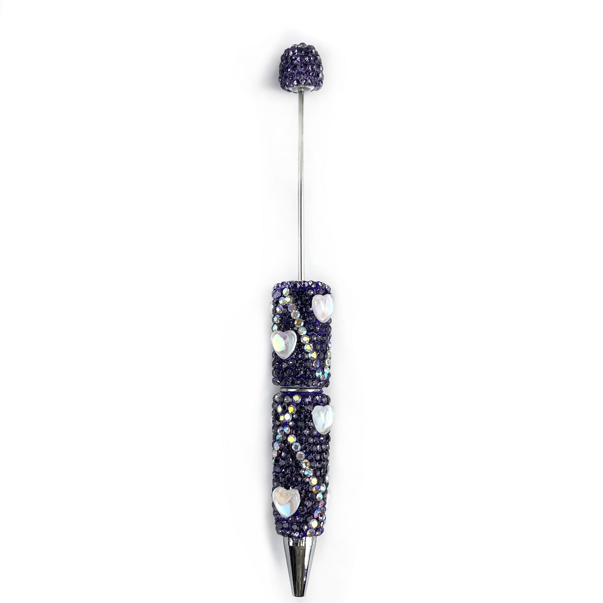 Bling Rhinestone Heart Beaded Pen, Custom Sparkle Ballpoint Pen, Kawaii Stationery Gift for Girls
