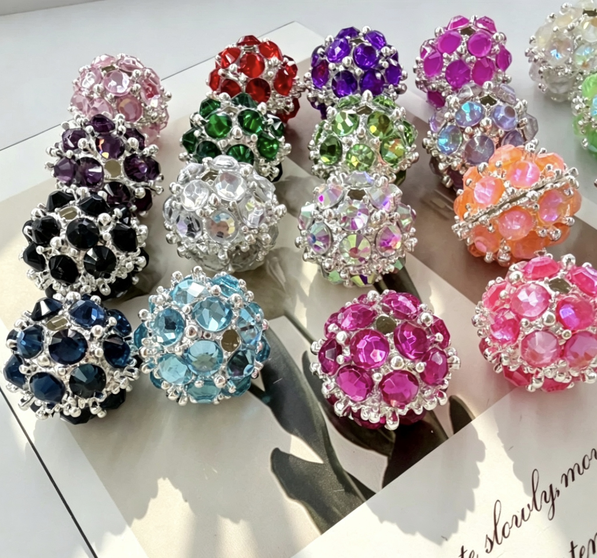 Rhinestone Round Spacer Beads, Bling Crystal Craft Beads for DIY Pen Making & Jewelry Accessories

