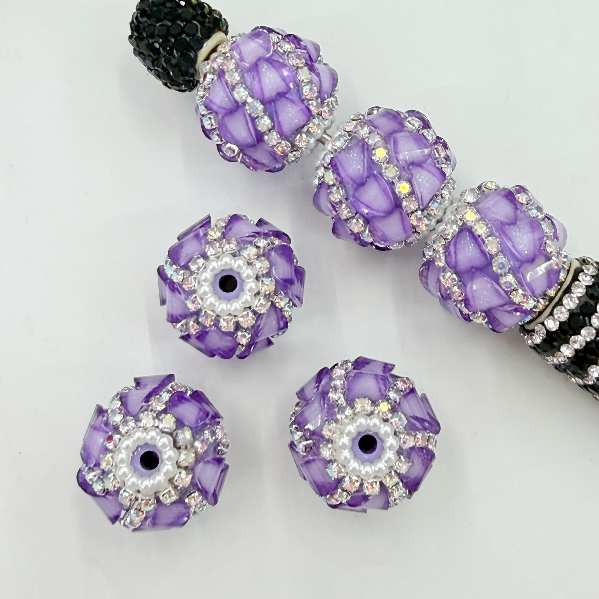 Faceted Rhinestone Ball Spacer Beads, Crystal Diamond Cut Craft Beads for DIY Pen Making & Jewelry Accessories
