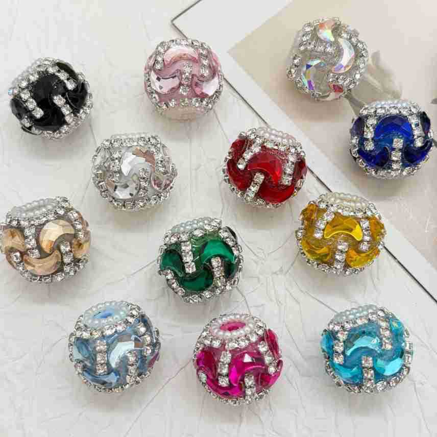 Gold Wave Rhinestone Spacer Beads, Luxury Bling Craft Beads for DIY Pen Making & Jewelry Accessories
