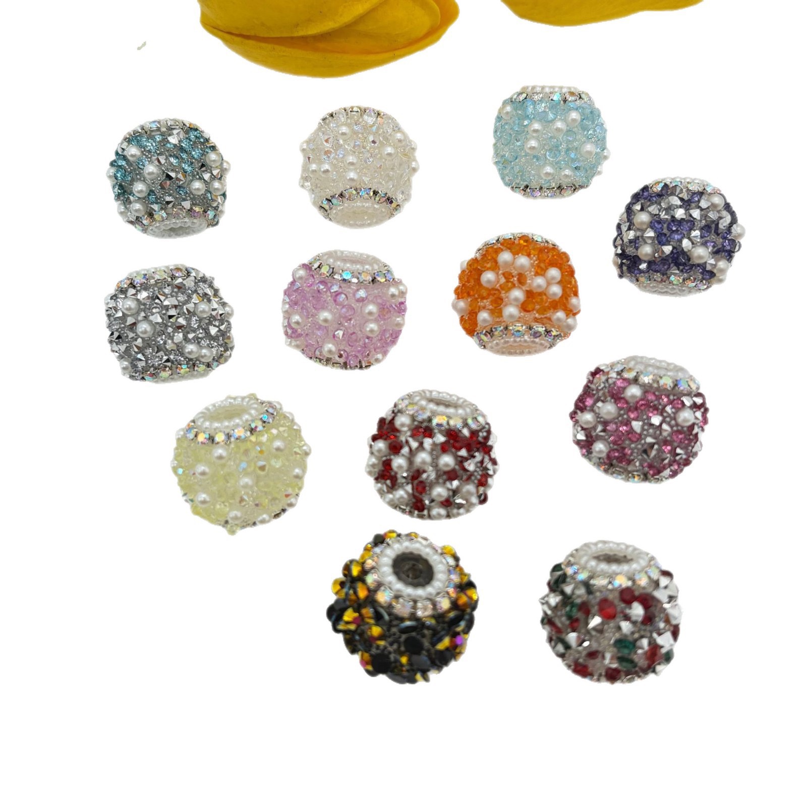 Red Rhinestone Pearl Spacer Bead, Luxury Bling Craft Bead for DIY Pen Making & Jewelry Accessories
