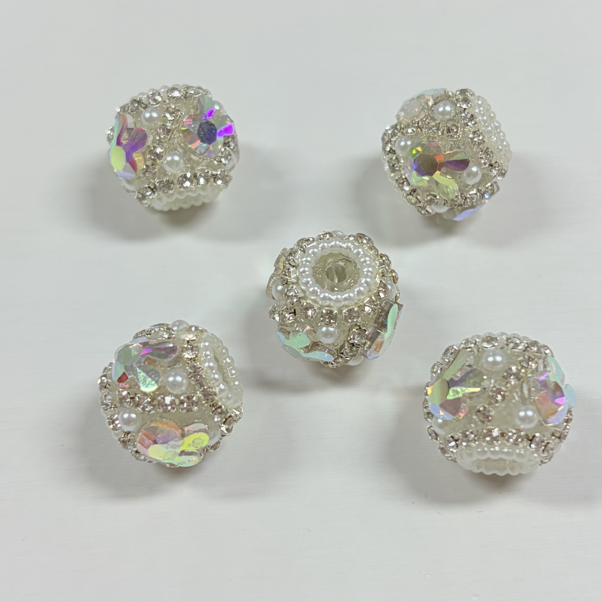 Green Mickey Head Rhinestone Spacer Beads, Cartoon Pearl Craft Beads for DIY Pen Making & Jewelry Accessories