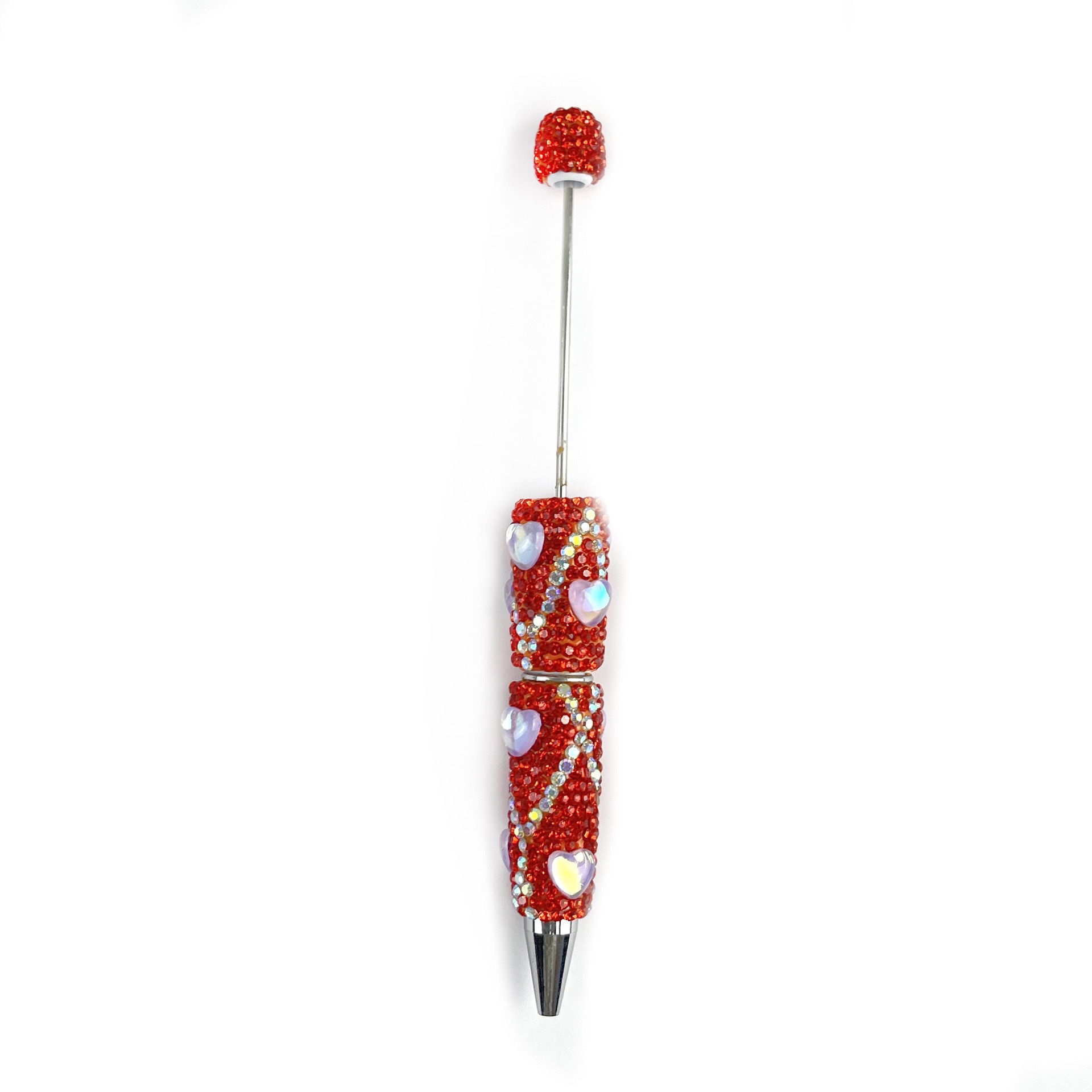 Bling Rhinestone Heart Beaded Pen, Custom Sparkle Ballpoint Pen, Kawaii Stationery Gift for Girls
