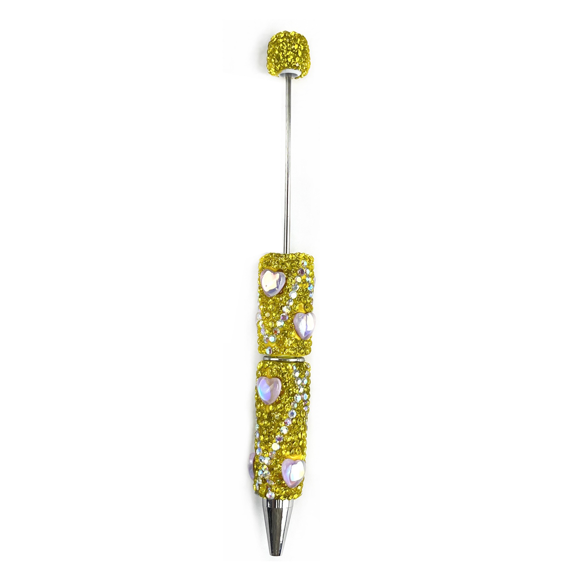 Bling Rhinestone Heart Beaded Pen, Custom Sparkle Ballpoint Pen, Kawaii Stationery Gift for Girls
