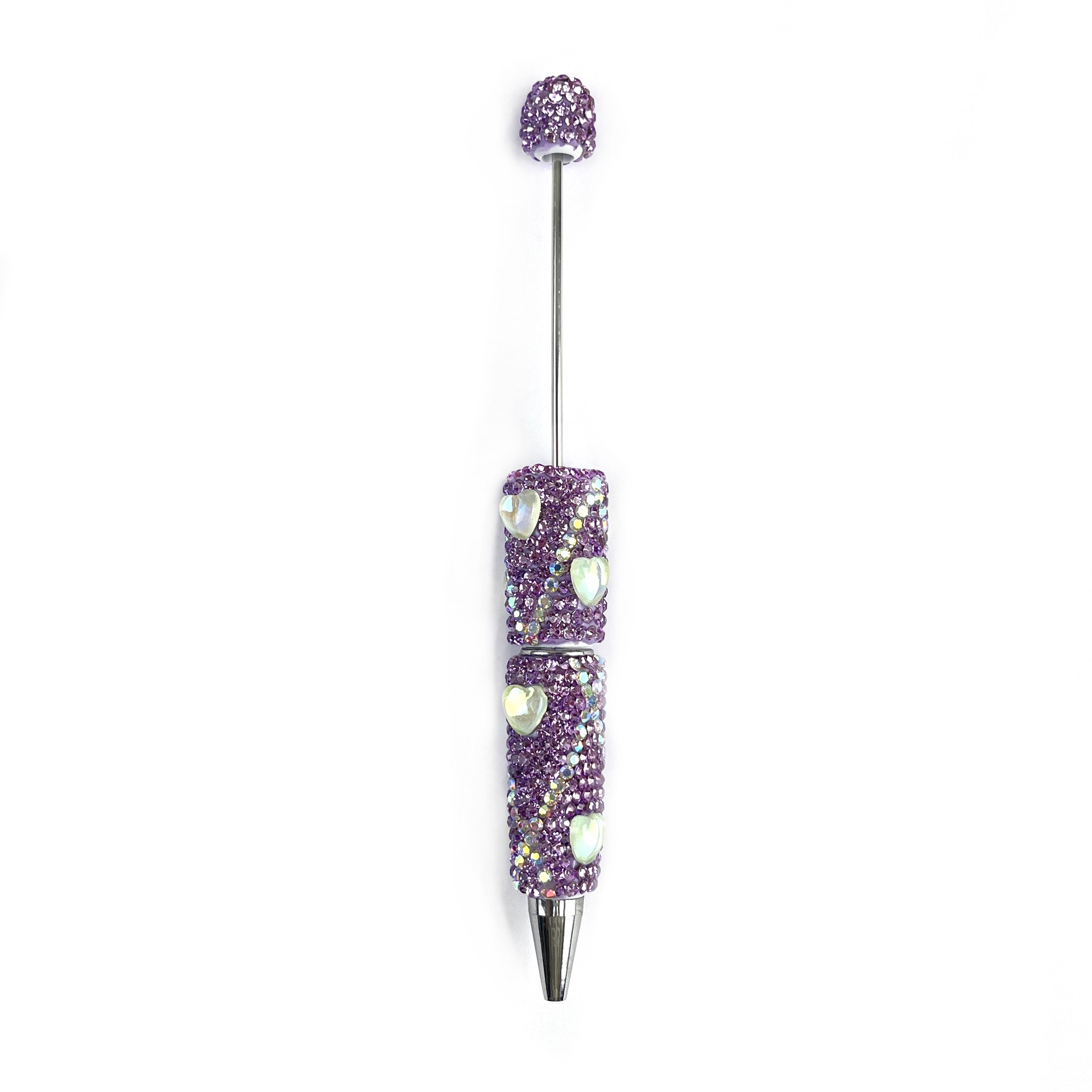 Bling Rhinestone Heart Beaded Pen, Custom Sparkle Ballpoint Pen, Kawaii Stationery Gift for Girls
