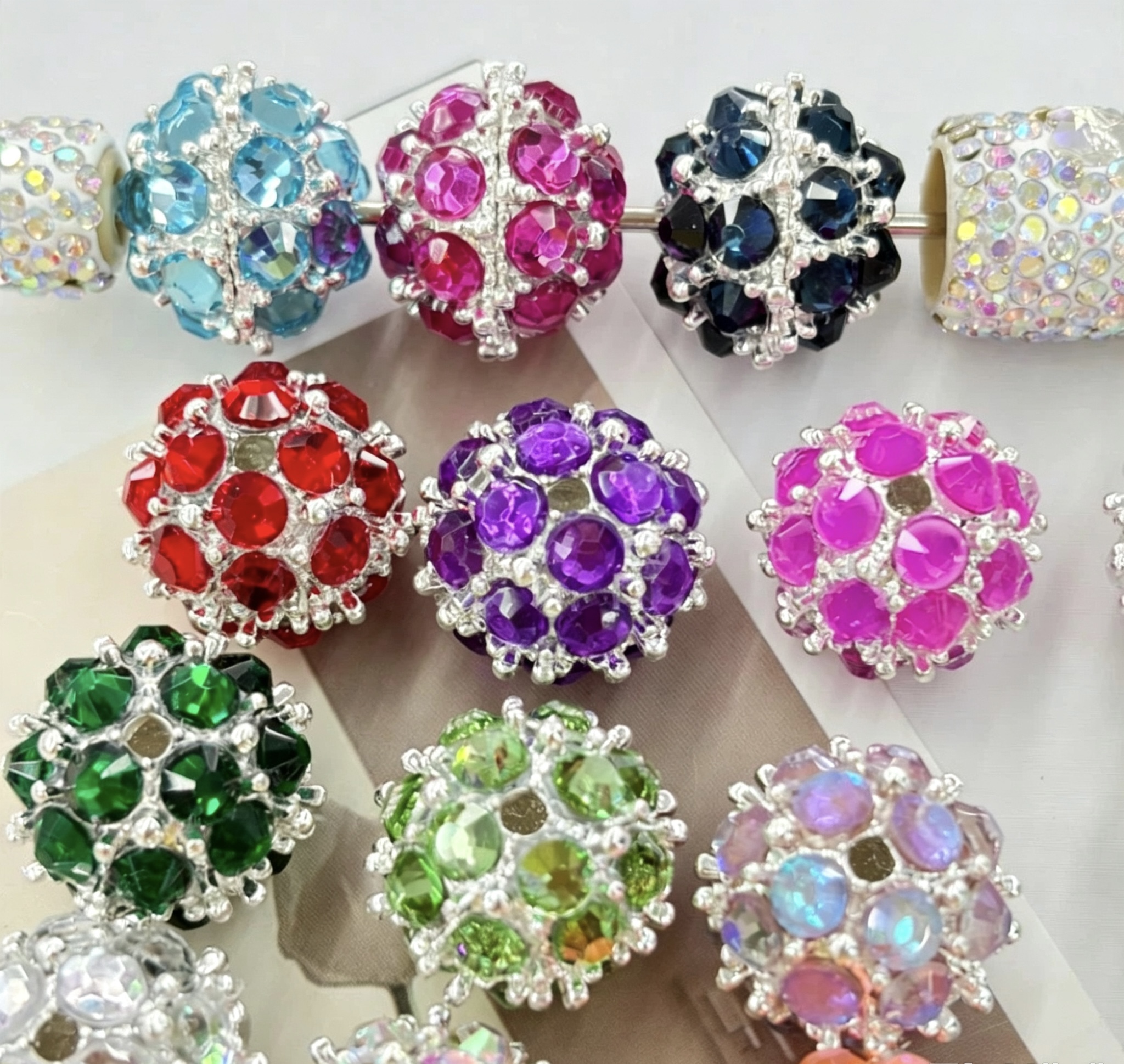 Rhinestone Round Spacer Beads, Bling Crystal Craft Beads for DIY Pen Making & Jewelry Accessories

