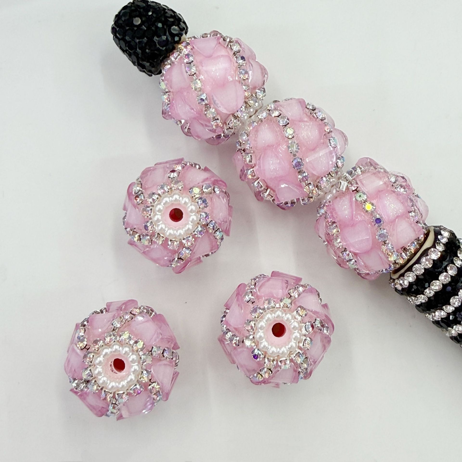 Faceted Rhinestone Ball Spacer Beads, Crystal Diamond Cut Craft Beads for DIY Pen Making & Jewelry Accessories
