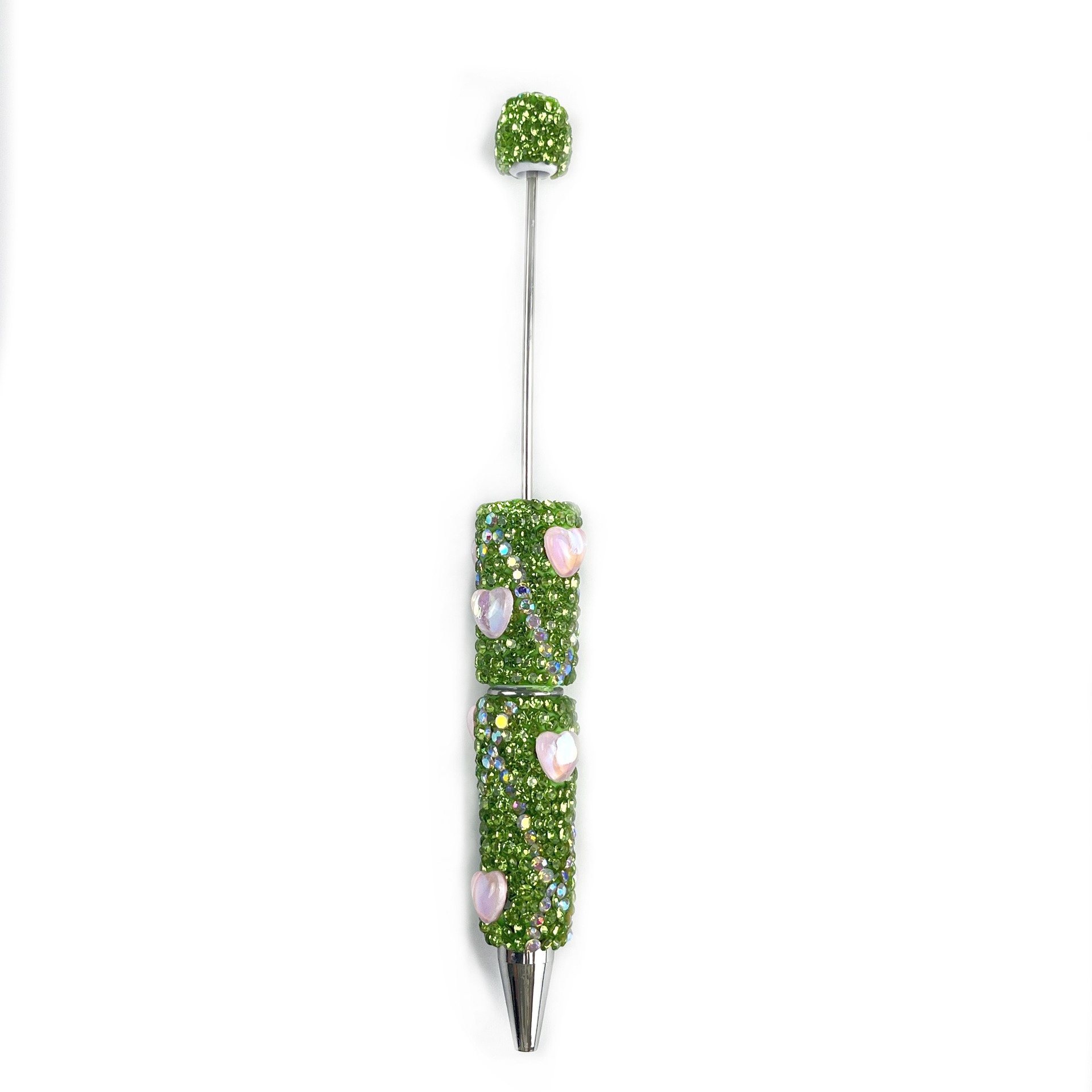 Bling Rhinestone Heart Beaded Pen, Custom Sparkle Ballpoint Pen, Kawaii Stationery Gift for Girls
