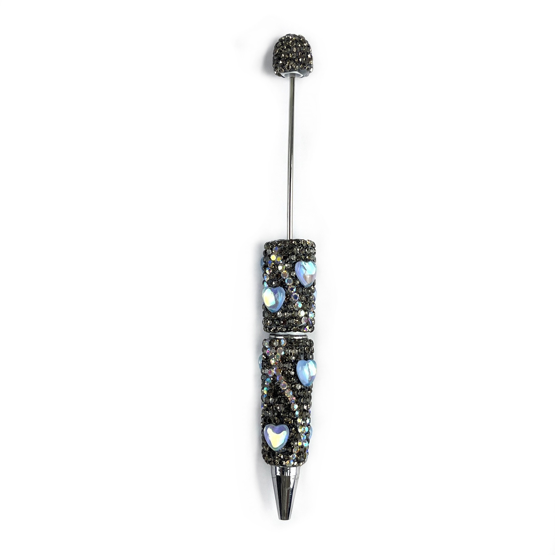 Bling Rhinestone Heart Beaded Pen, Custom Sparkle Ballpoint Pen, Kawaii Stationery Gift for Girls
