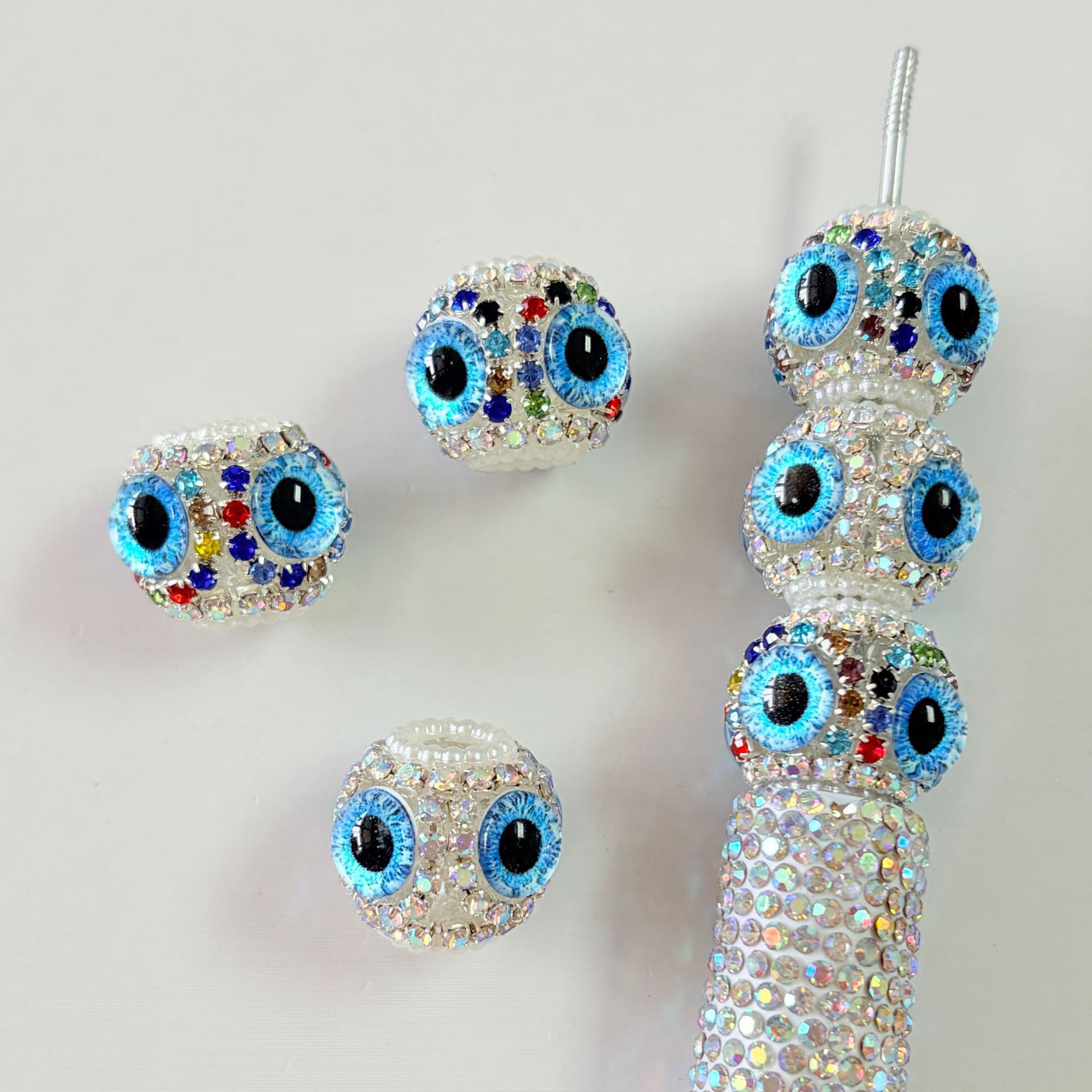 Evil Eye Rhinestone Spacer Bead, Blue Eye Bling Craft Bead for DIY Pen Making & Jewelry Accessories