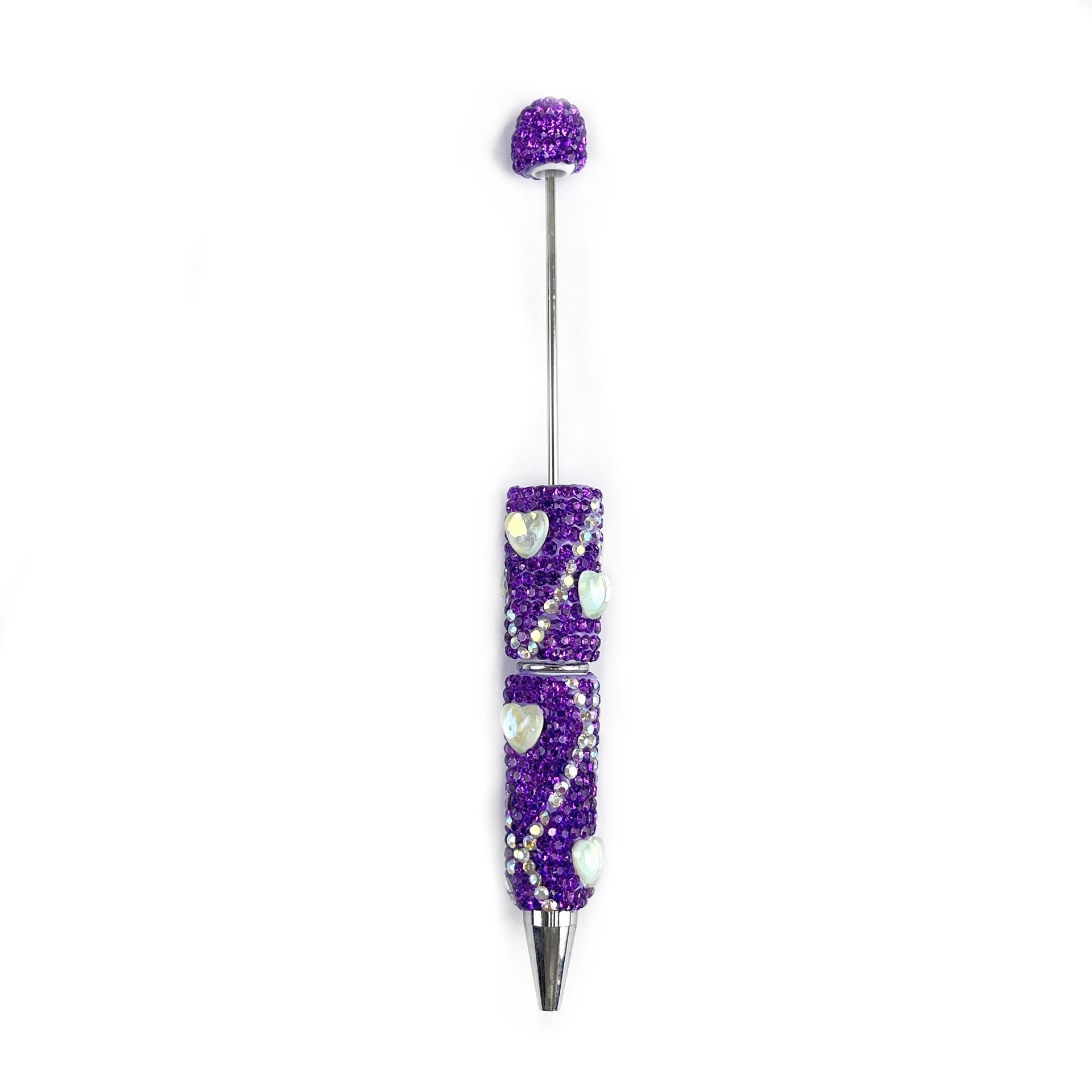 Bling Rhinestone Heart Beaded Pen, Custom Sparkle Ballpoint Pen, Kawaii Stationery Gift for Girls
