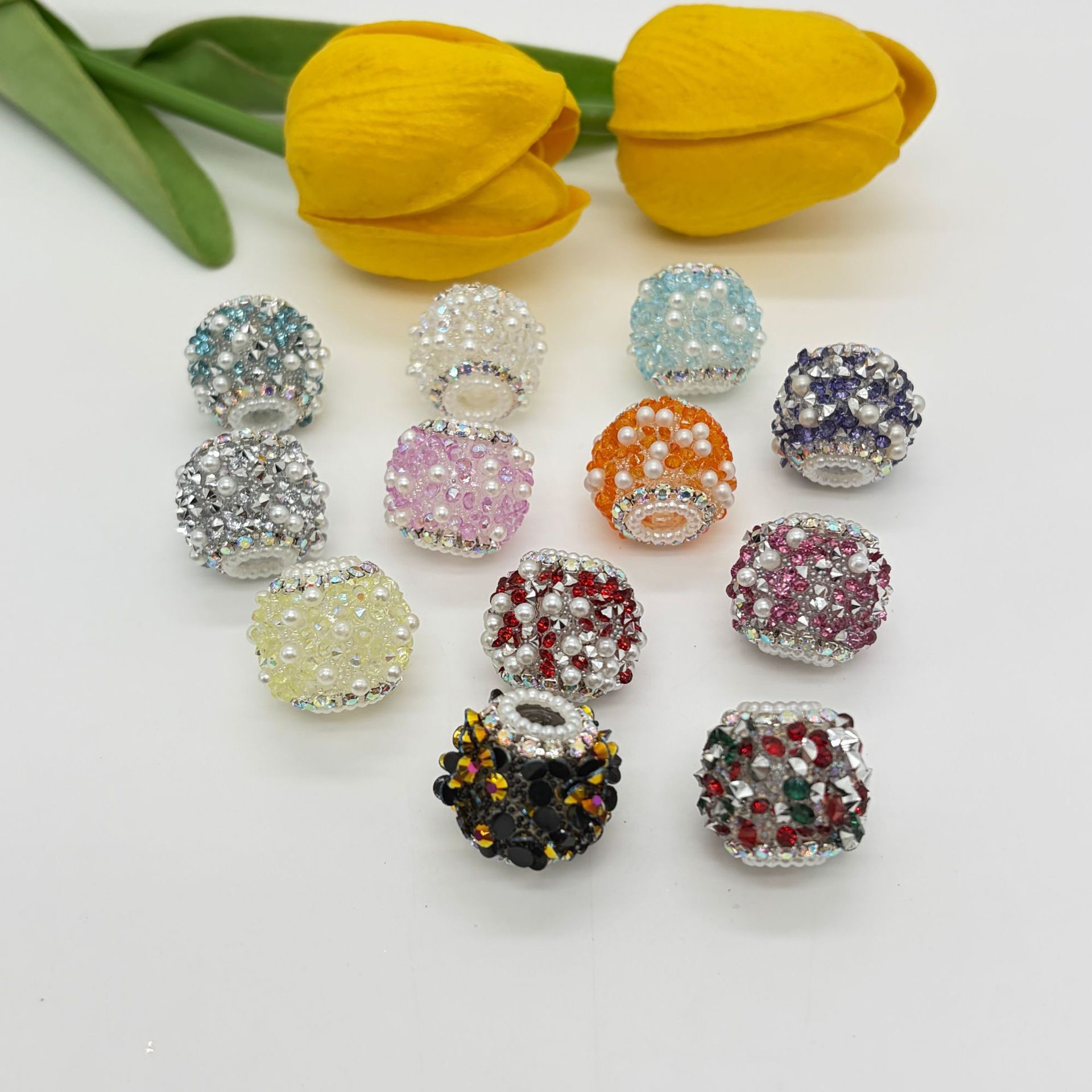 Red Rhinestone Pearl Spacer Bead, Luxury Bling Craft Bead for DIY Pen Making & Jewelry Accessories
