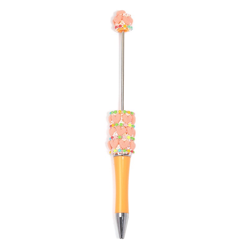 Handmade Red Heart Beaded Ballpoint Pen, Cute Bling Decorative Kawaii Stationery Pen for Girls