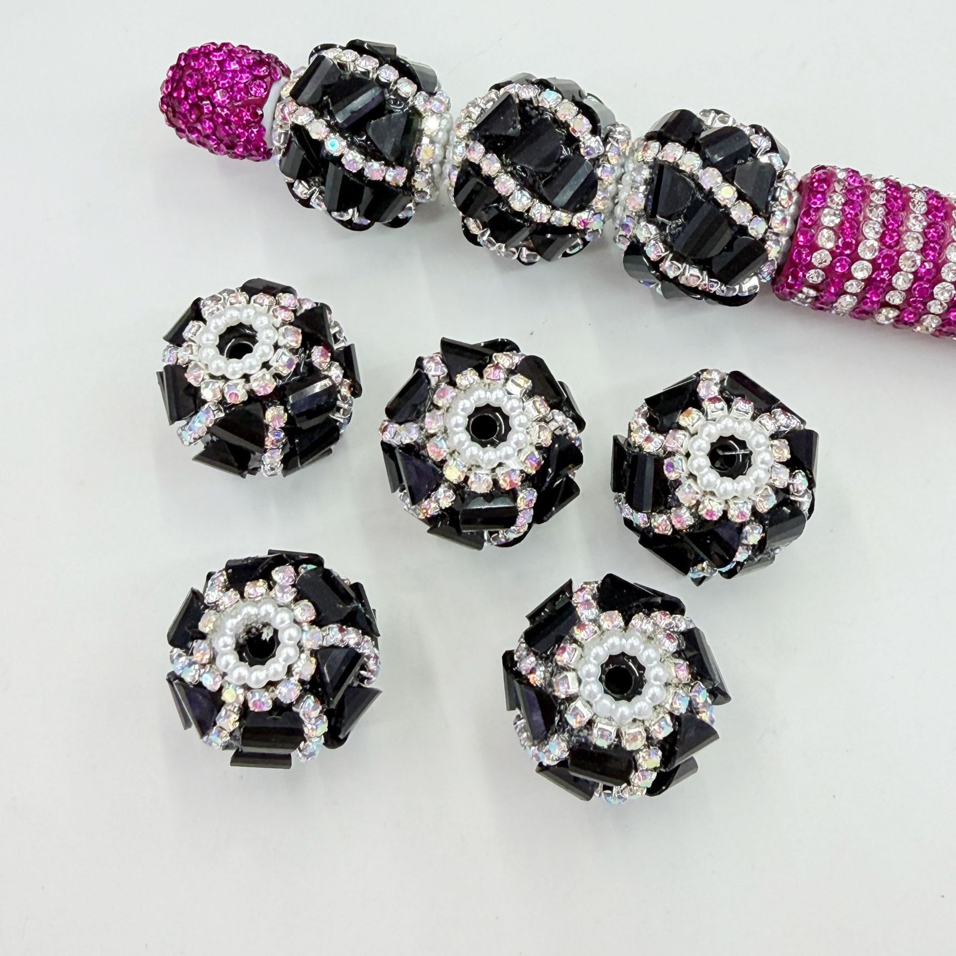 Faceted Rhinestone Ball Spacer Beads, Crystal Diamond Cut Craft Beads for DIY Pen Making & Jewelry Accessories
