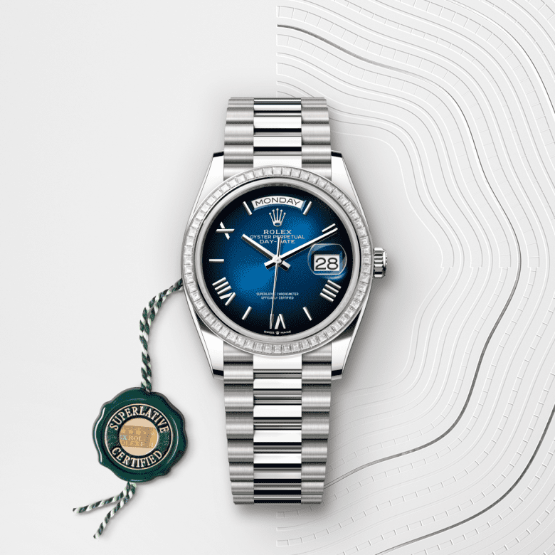 デイデイト 36 | オイスター、36 mm、ホワイトゴールド、ダイヤモンド  リファレンス 128399TBR-0021