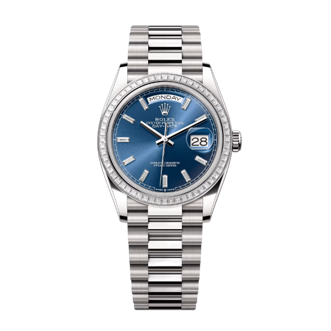 デイデイト 36 | オイスター、36 mm、ホワイトゴールド、ダイヤモンド  リファレンス 128399TBR-0027