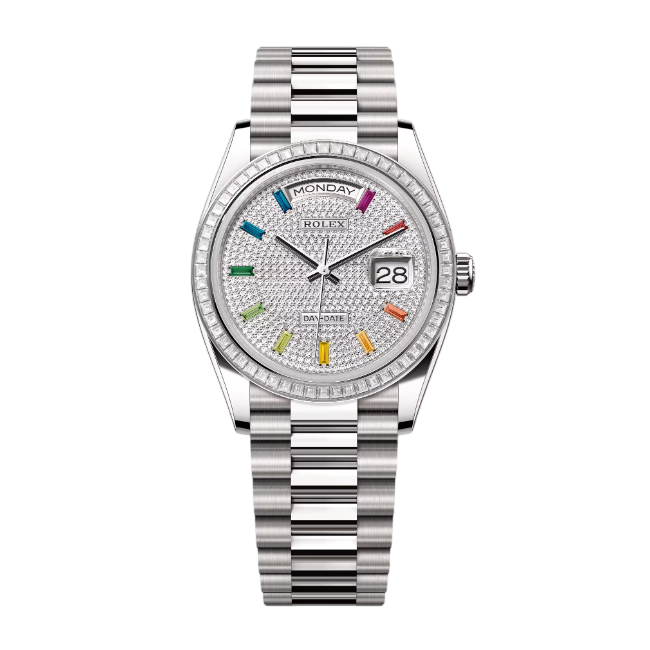 デイデイト 36 | オイスター、36 mm、ホワイトゴールド、ダイヤモンド  リファレンス 128399TBR-0005
