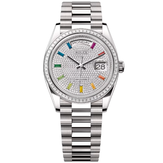 デイデイト 36 | オイスター、36 mm、ホワイトゴールド、ダイヤモンド  リファレンス 128399TBR-0005
