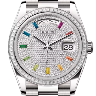 デイデイト 36 | オイスター、36 mm、ホワイトゴールド、ダイヤモンド  リファレンス 128399TBR-0005