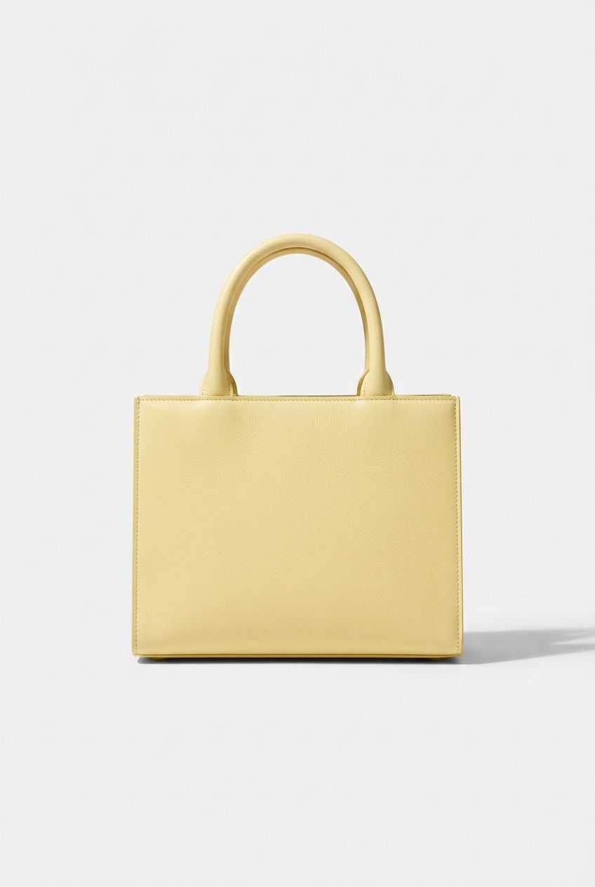 Light yellow small vintage tote handbag