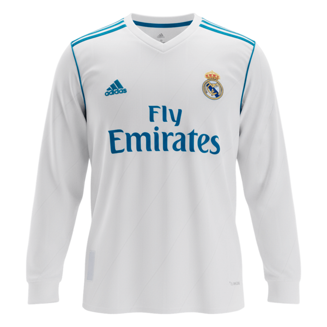 Retro Real Madrid Mens Home Long Sleeve Soccer Jersey 2017/18 White