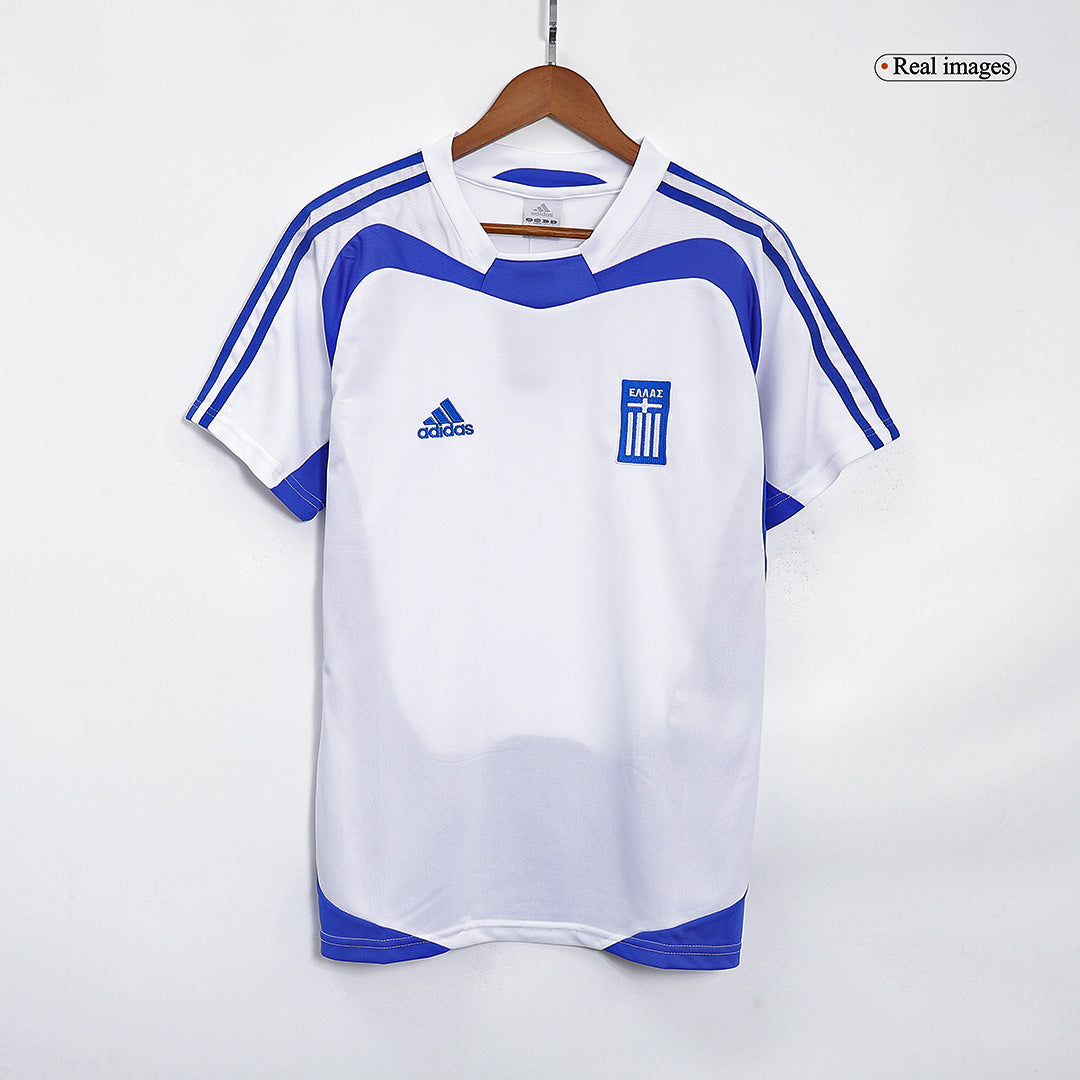 Retro Greece Mens Away Soccer Jersey 2004 White