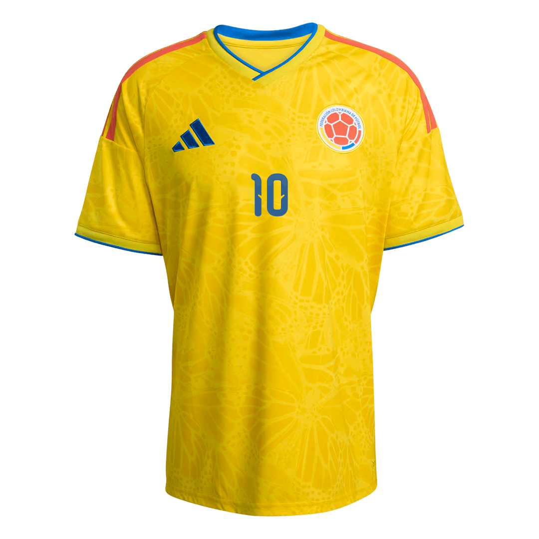 JAMES #10 Colombia Mens Home Soccer Jersey World Cup 2026 Yellow